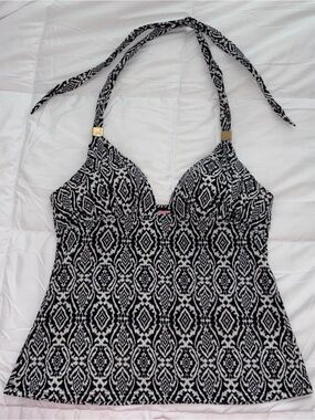 Victorias Secret M Tankini Top only Black geometric padded cups